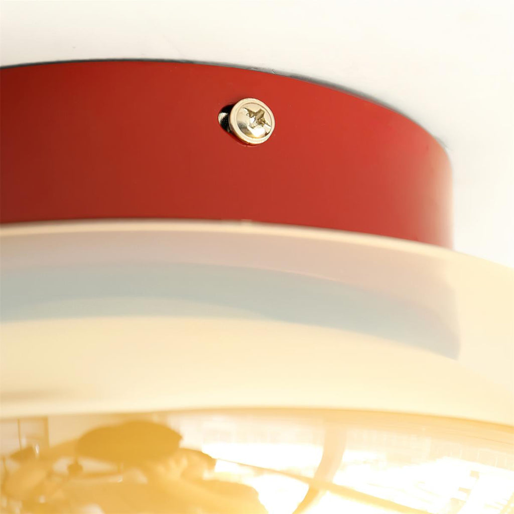 Plafonnier LED Verre Opale et Laiton — Lumière Blanc Chaud