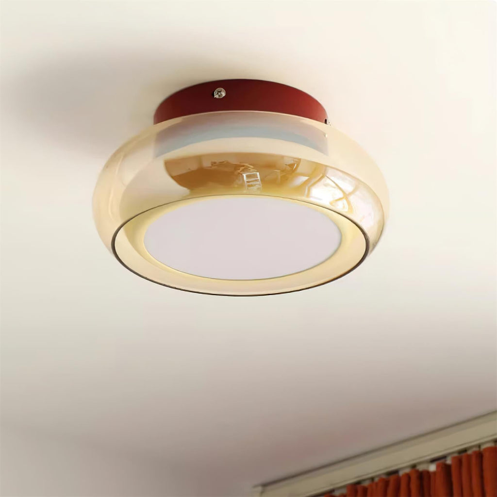 Plafonnier LED Verre Opale et Laiton — Lumière Blanc Chaud