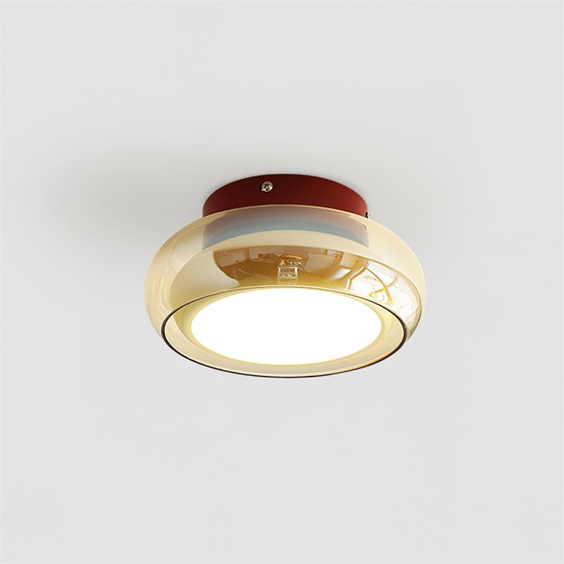 Plafonnier LED Verre Opale et Laiton — Lumière Blanc Chaud