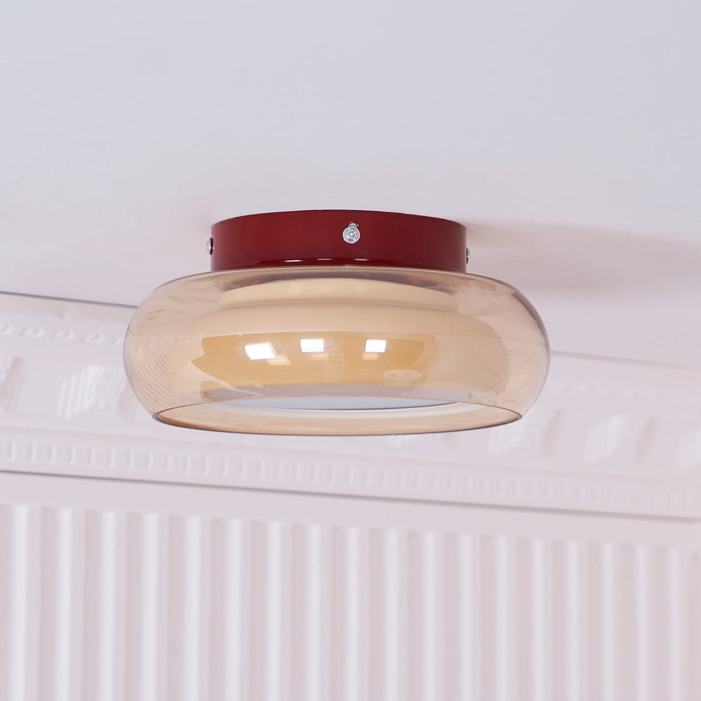Plafonnier LED Verre Opale et Laiton — Lumière Blanc Chaud