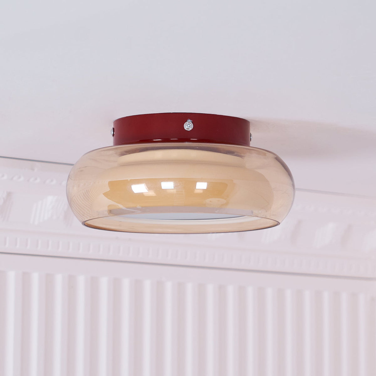 Plafonnier LED Verre Opale et Laiton — Lumière Blanc Chaud