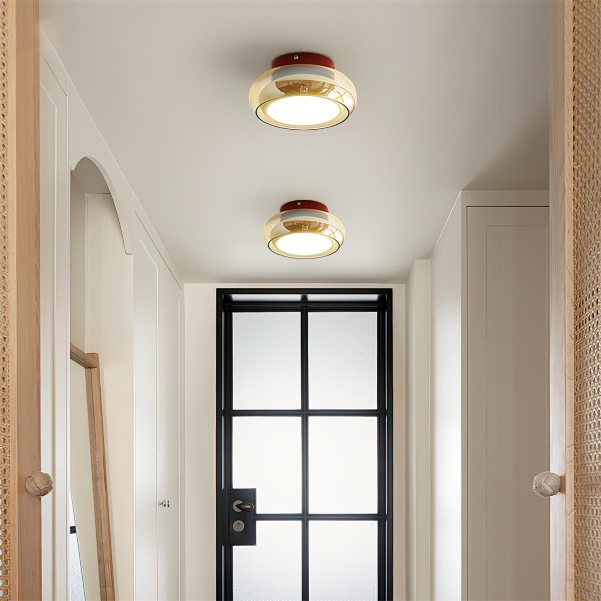 Plafonnier LED Verre Opale et Laiton — Lumière Blanc Chaud