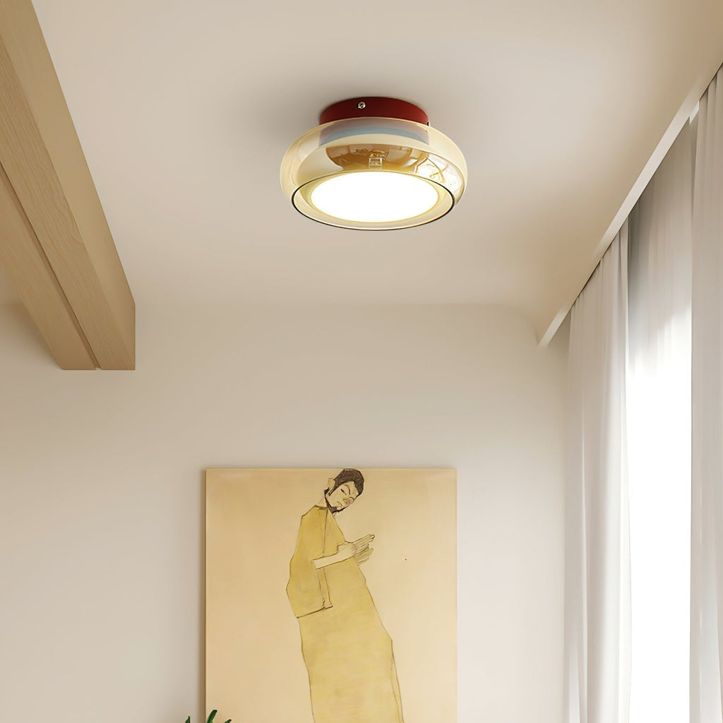 Plafonnier LED Verre Opale et Laiton — Lumière Blanc Chaud