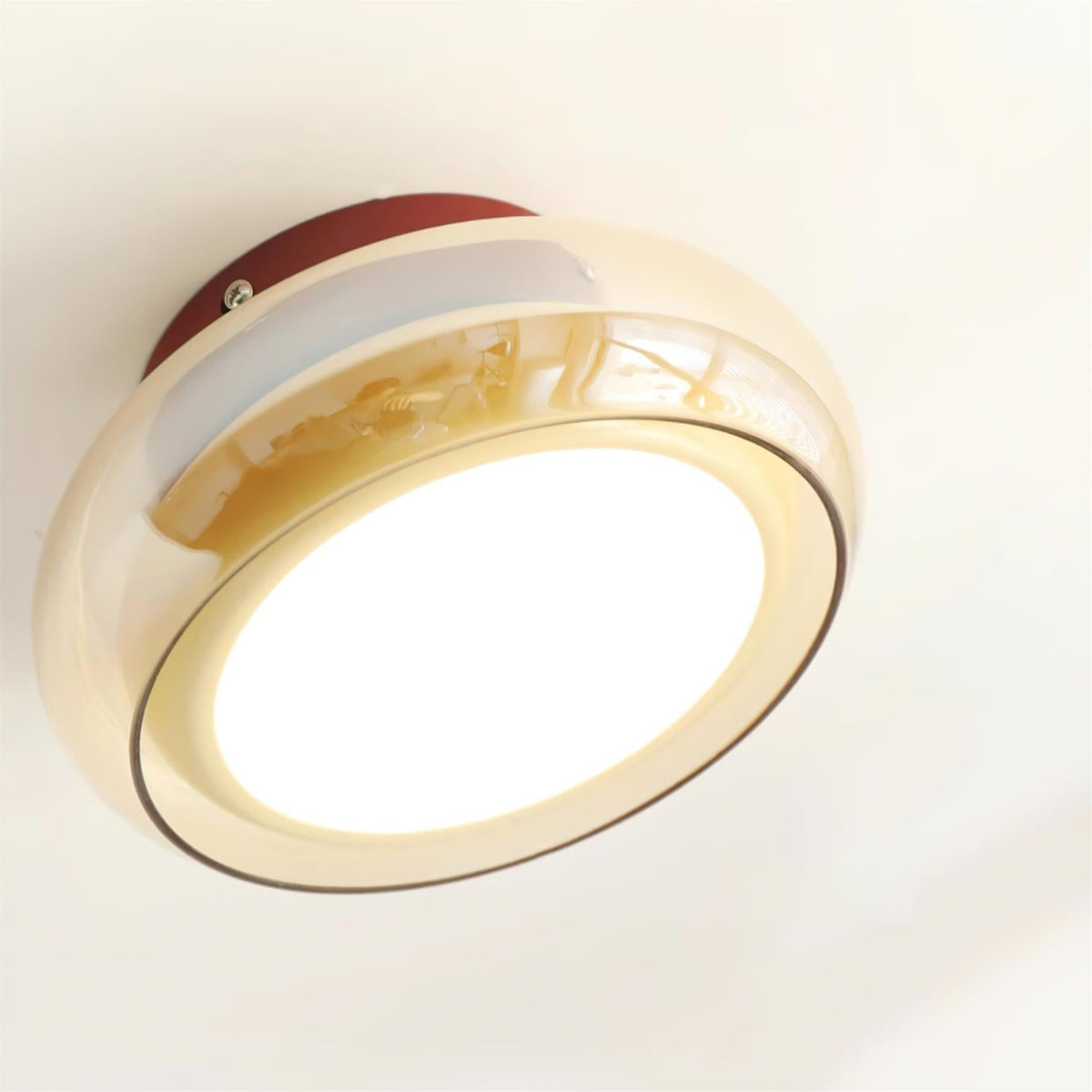 Plafonnier LED Verre Opale et Laiton — Lumière Blanc Chaud