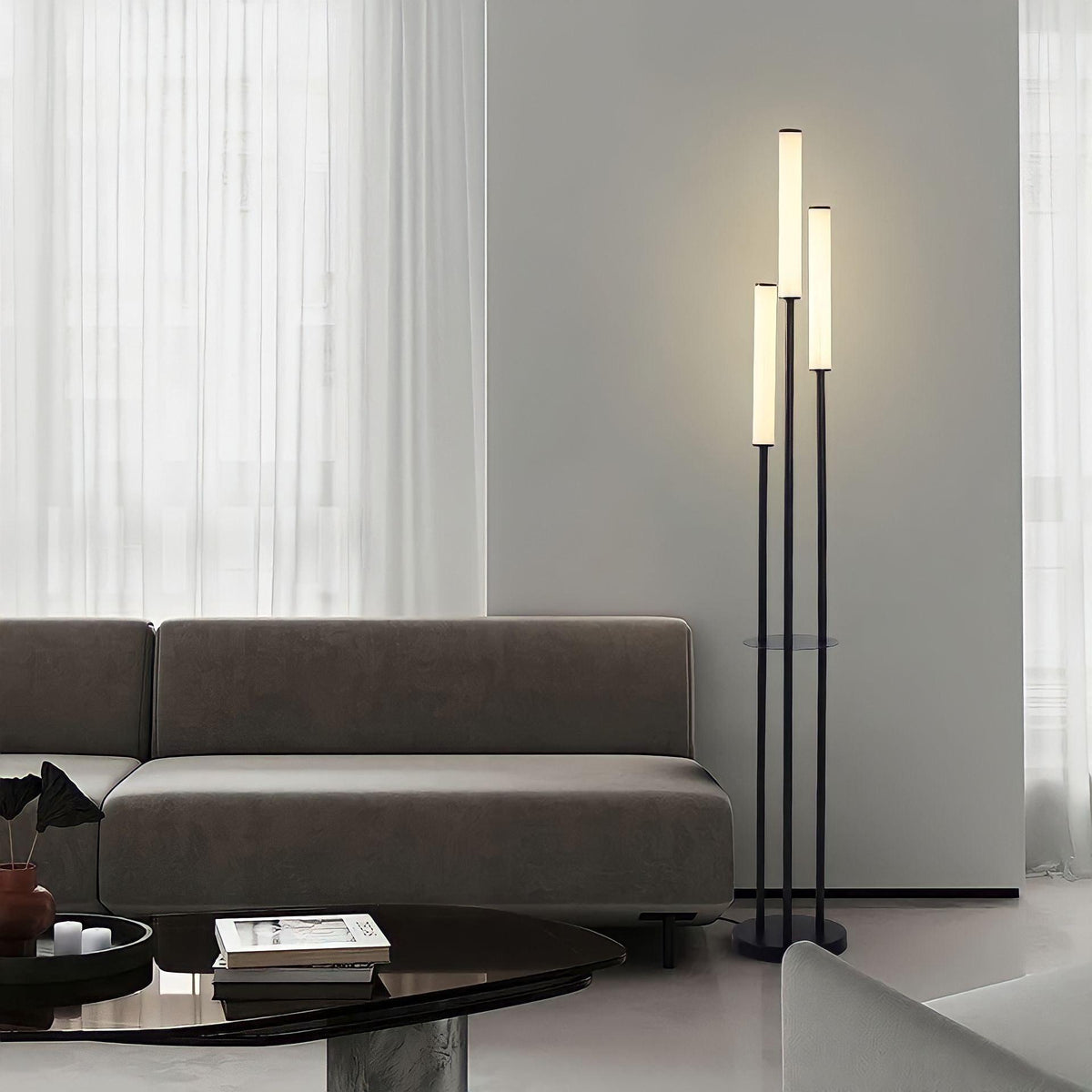 Lampadaire LED 3 Bras Rotatifs — Pied Trépied Métal