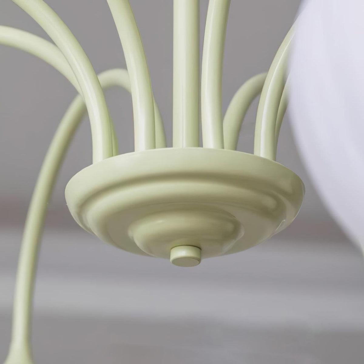 Lustre 5 Branches Floral Verre — Structure Inox