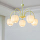 Lustre 5 Branches Floral Verre — Structure Inox
