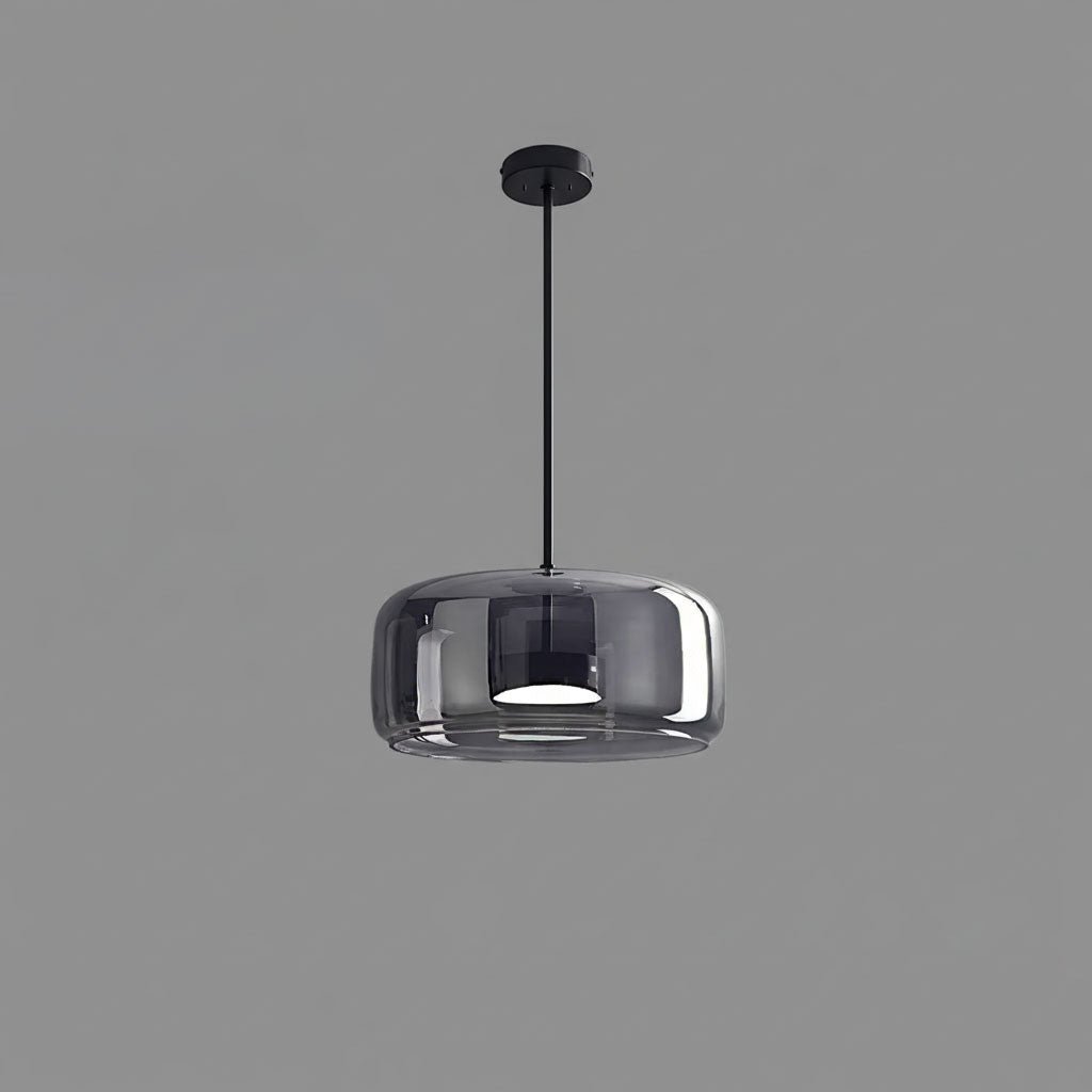 Suspension Dôme Verre Fumé — Câble Noir Mat