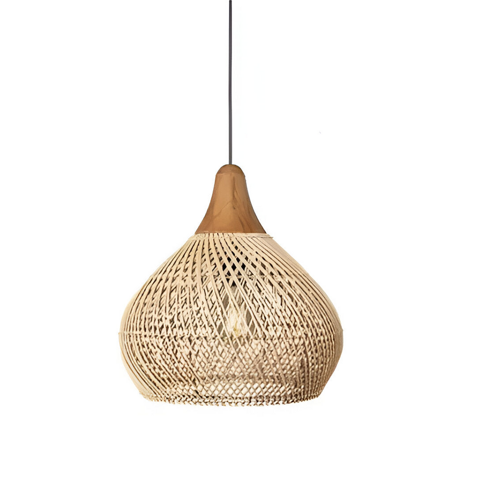 Suspension Rotin Tressé Main — Dôme Artisanal