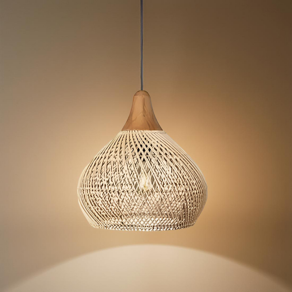 Suspension Rotin Tressé Main — Dôme Artisanal