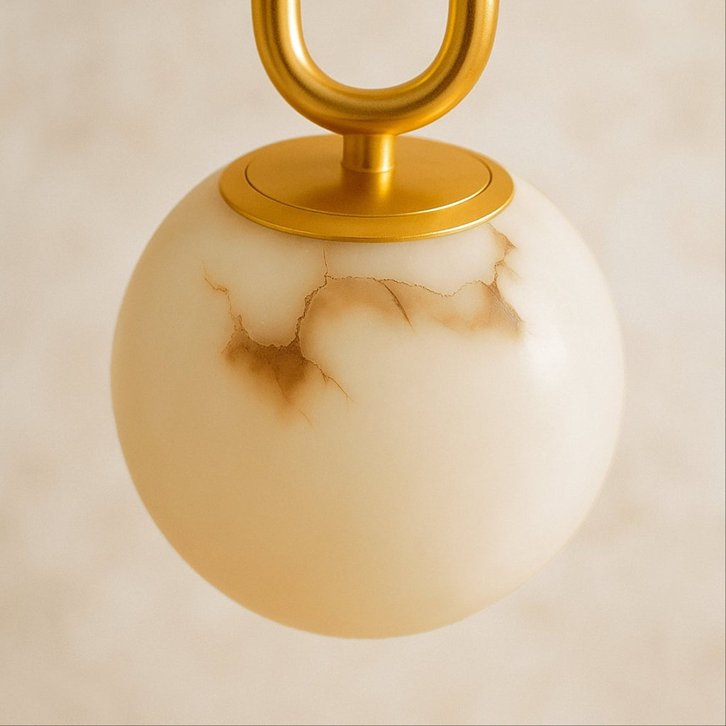 Suspension Gong Marbre Naturel — Lueur Chaude