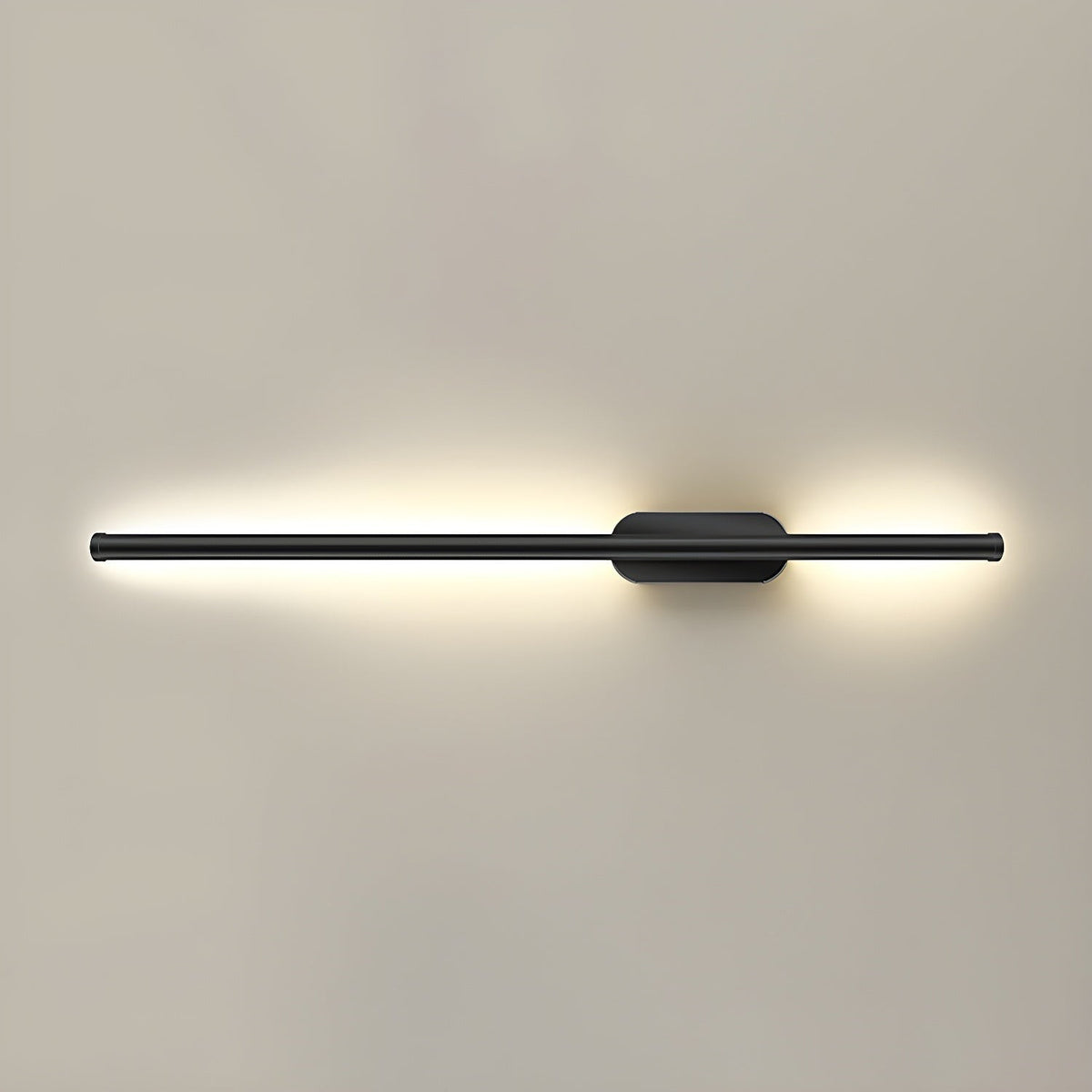 Lumiris applique murale linéaire en acrylique noir avec éclairage LED intégré, design moderne pour couloir ou chambre.