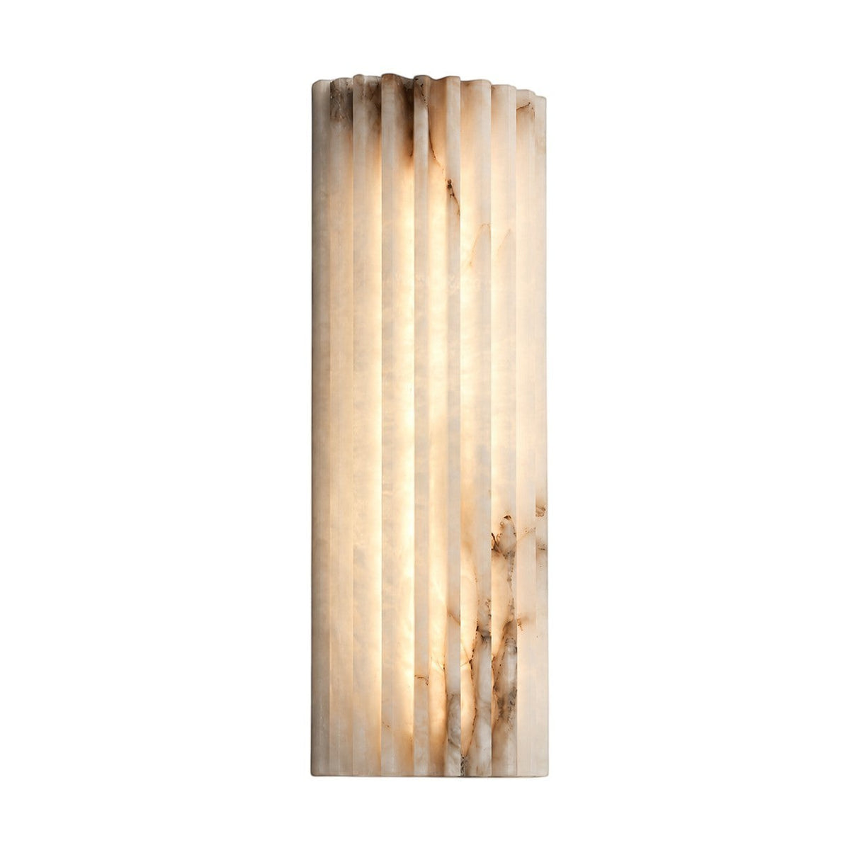 Lumiris applique murale moderne en albâtre blanc avec éclairage LED intégré, design côtelé