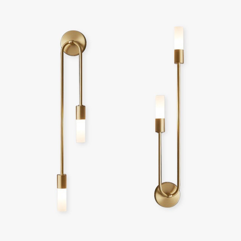 Applique murale Lumiris en métal doré avec deux lumières LED modernes, design élégant pour salon ou chambre.