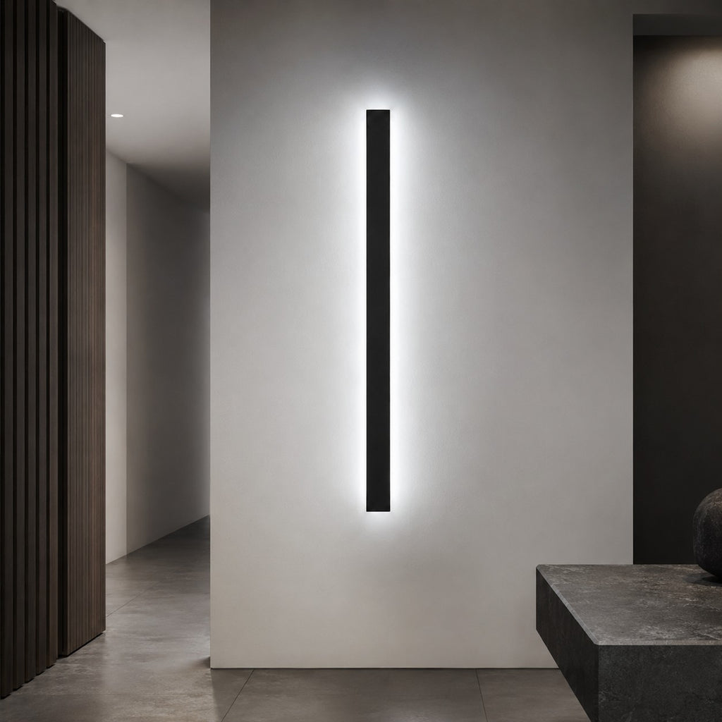 Lumiris applique murale LED extérieure design barre noire en métal et acrylique, éclairage façade moderne