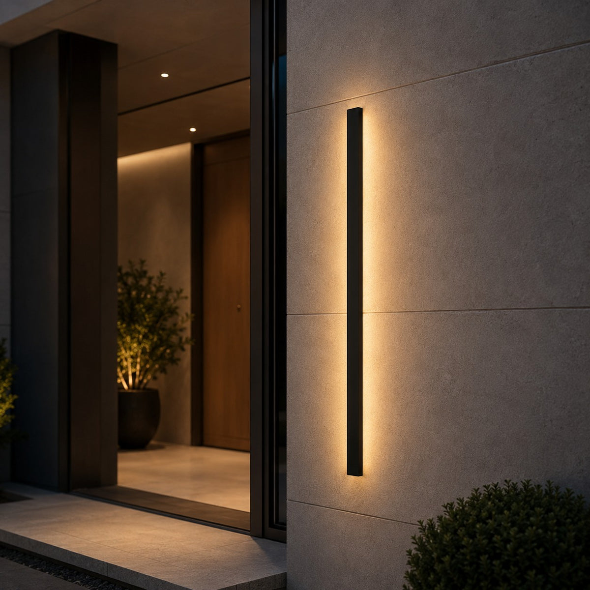 Lumiris applique murale extérieure LED en métal noir, éclairage façade design, 120cm, lumière chaude