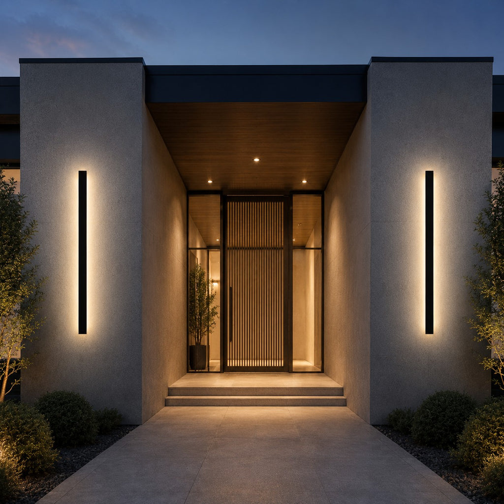 Lumiris applique murale extérieure LED en métal noir, éclairage façade design, 120cm