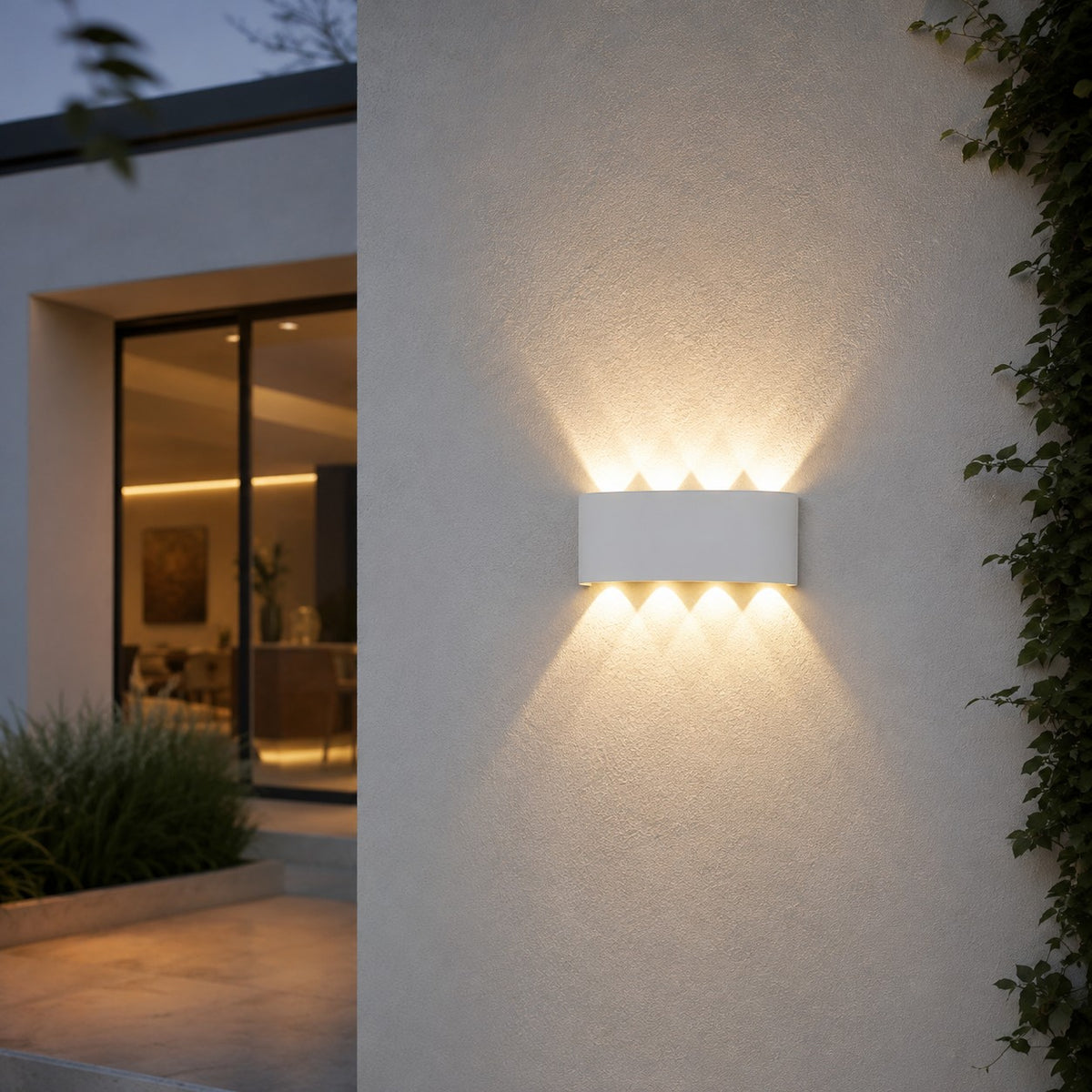 Lumiris applique murale LED blanche en aluminium, éclairage extérieur Up/Down, design moderne, étanche IP65.