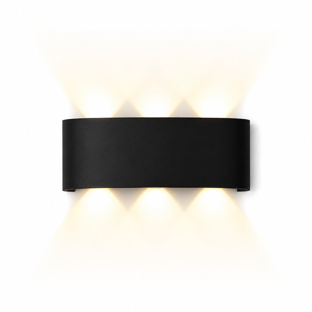 Lumiris applique murale LED noire en aluminium, éclairage extérieur up/down, design moderne, étanche IP65.