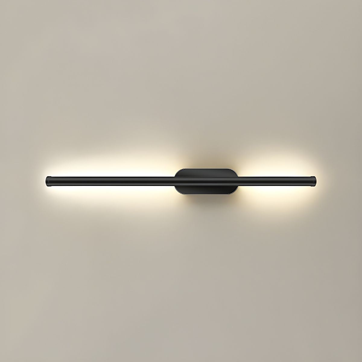 Lumiris applique murale noire en acrylique et métal, éclairage LED design pour couloir ou chambre.