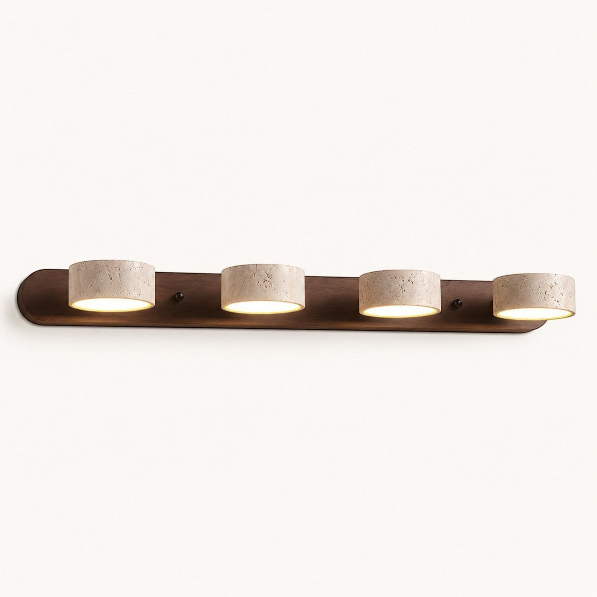 Lumiris applique murale en travertin beige et bois foncé, design minimaliste, 4 lumières