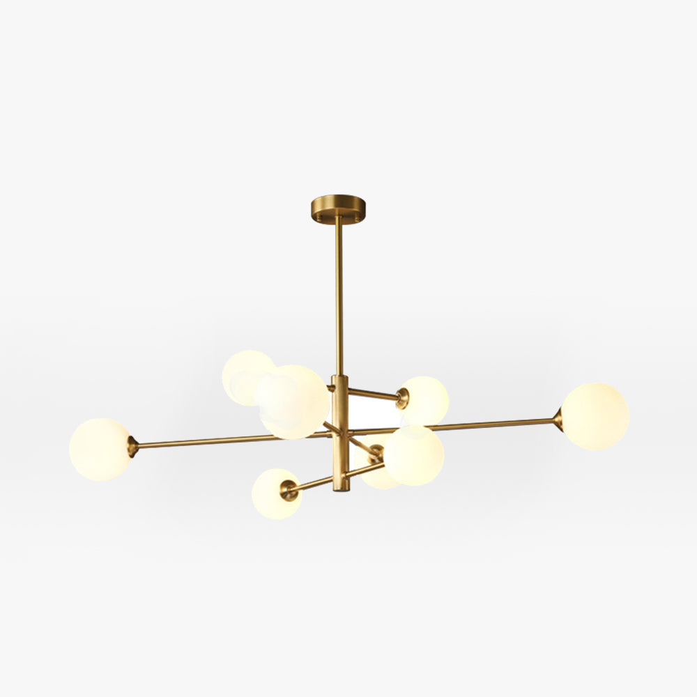 Lumiris Lustre Moderne en Cuivre et Verre, suspension design sphérique avec 8 globes lumineux, idéal salon/bureau.