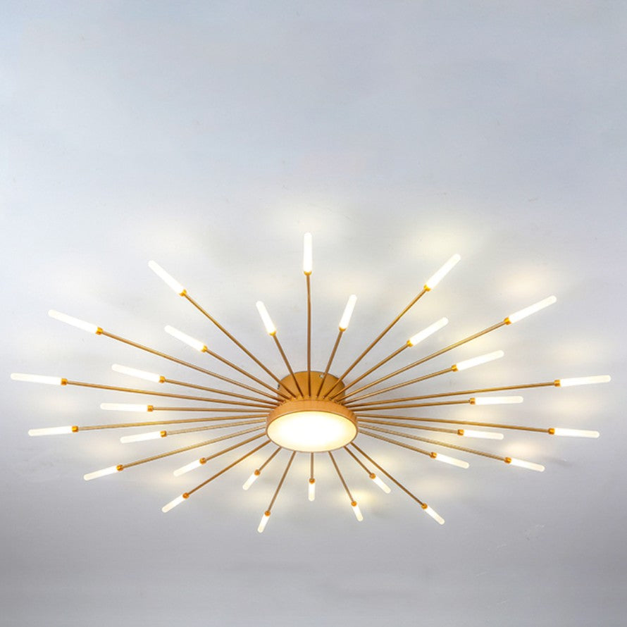 Plafonnier Lumiris doré en métal avec design floral moderne, éclairage LED économe en énergie.
