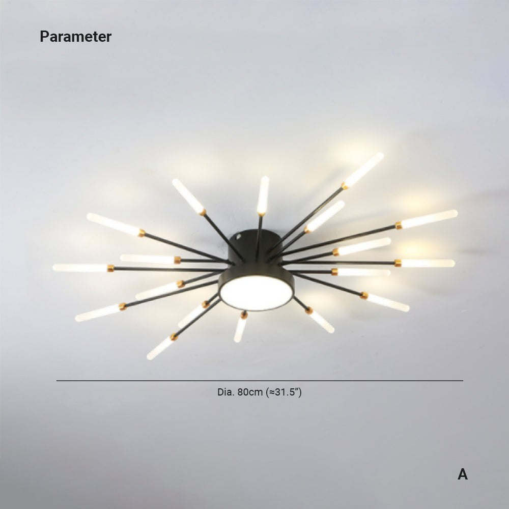 Plafonnier Lumiris noir et doré en métal avec design floral, éclairage LED moderne pour intérieur.