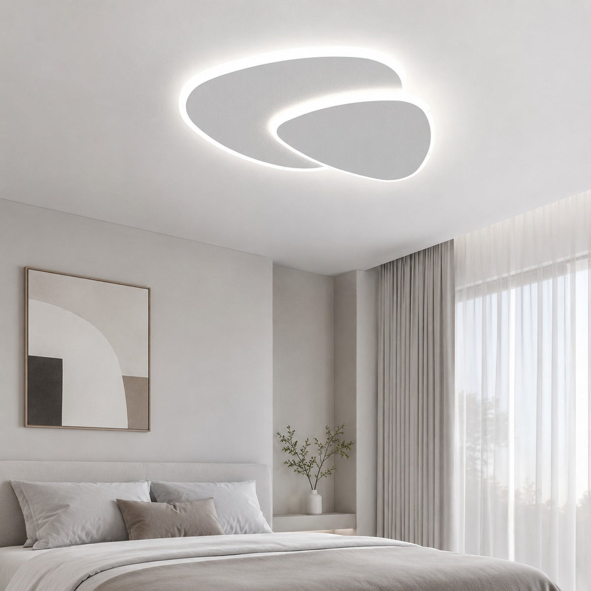 Plafonnier LED Lumiris blanc en métal et acrylique, design moderne, 3 températures de couleur, dimmable.