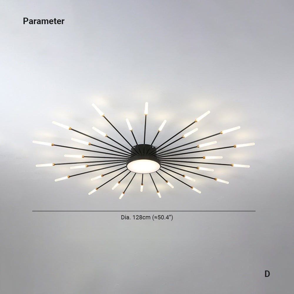 Plafonnier Lumiris design étoile en métal noir et doré avec éclairage LED, style moderne