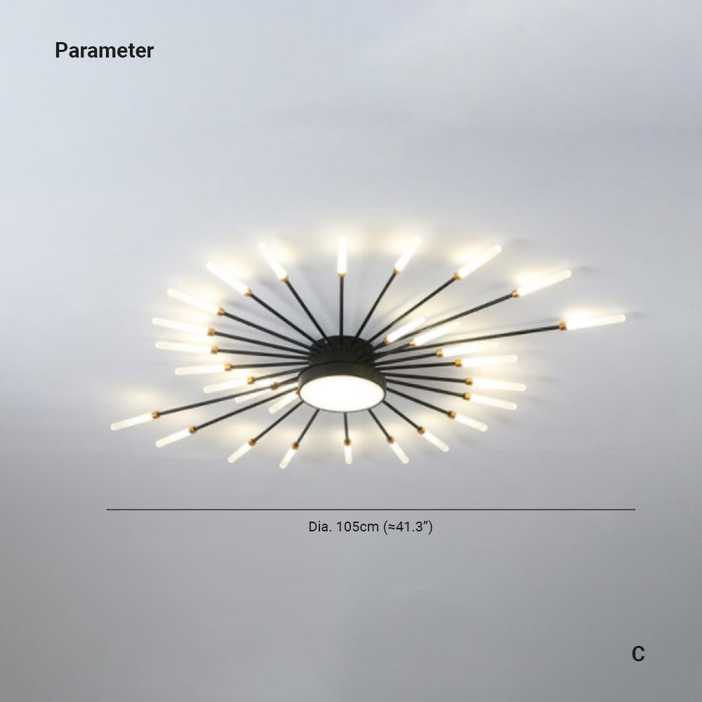 Lumiris plafonnier LED design floral noir et doré, éclairage décoratif moderne pour intérieur, 105cm de diamètre.