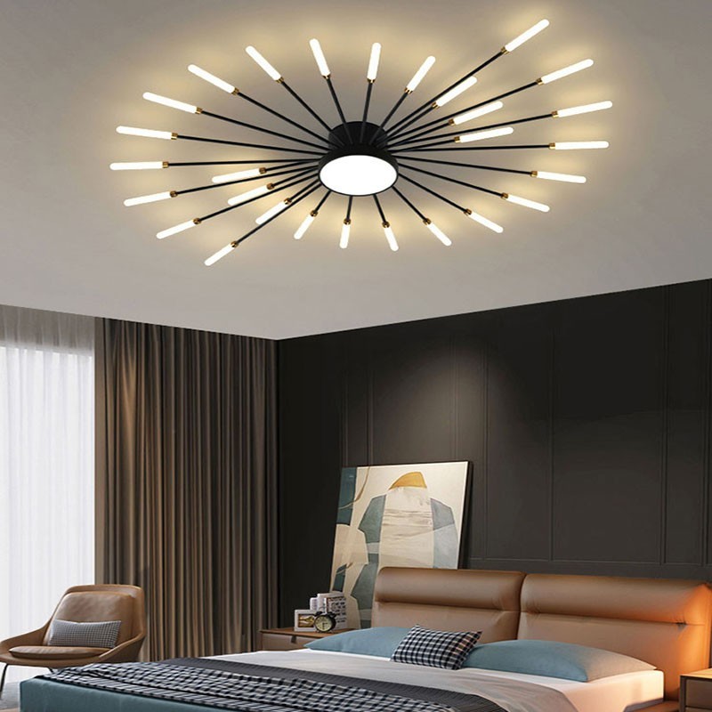 Lumiris plafonnier LED noir design étoile, éclairage moderne pour chambre à coucher, 31-50 pouces