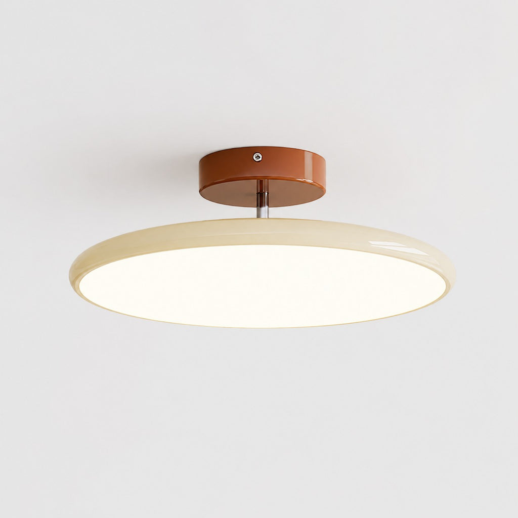 Plafonnier LED Lumiris orientable en métal et acrylique, finition bicolore beige et marron.