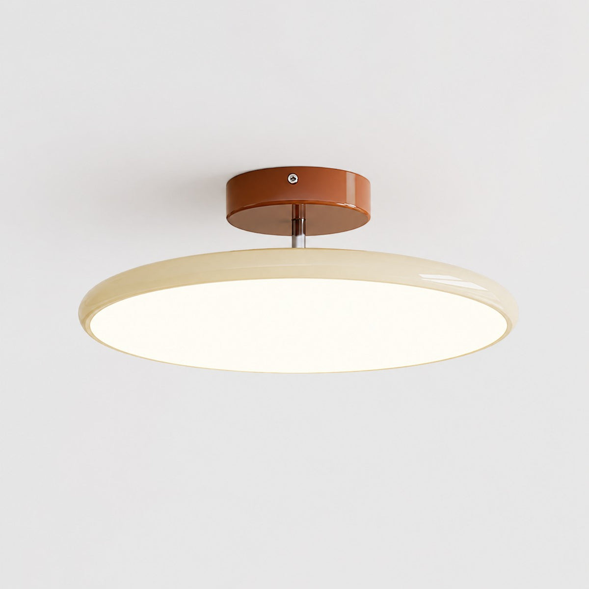 Plafonnier LED Lumiris orientable en métal et acrylique, finition bicolore beige et marron.
