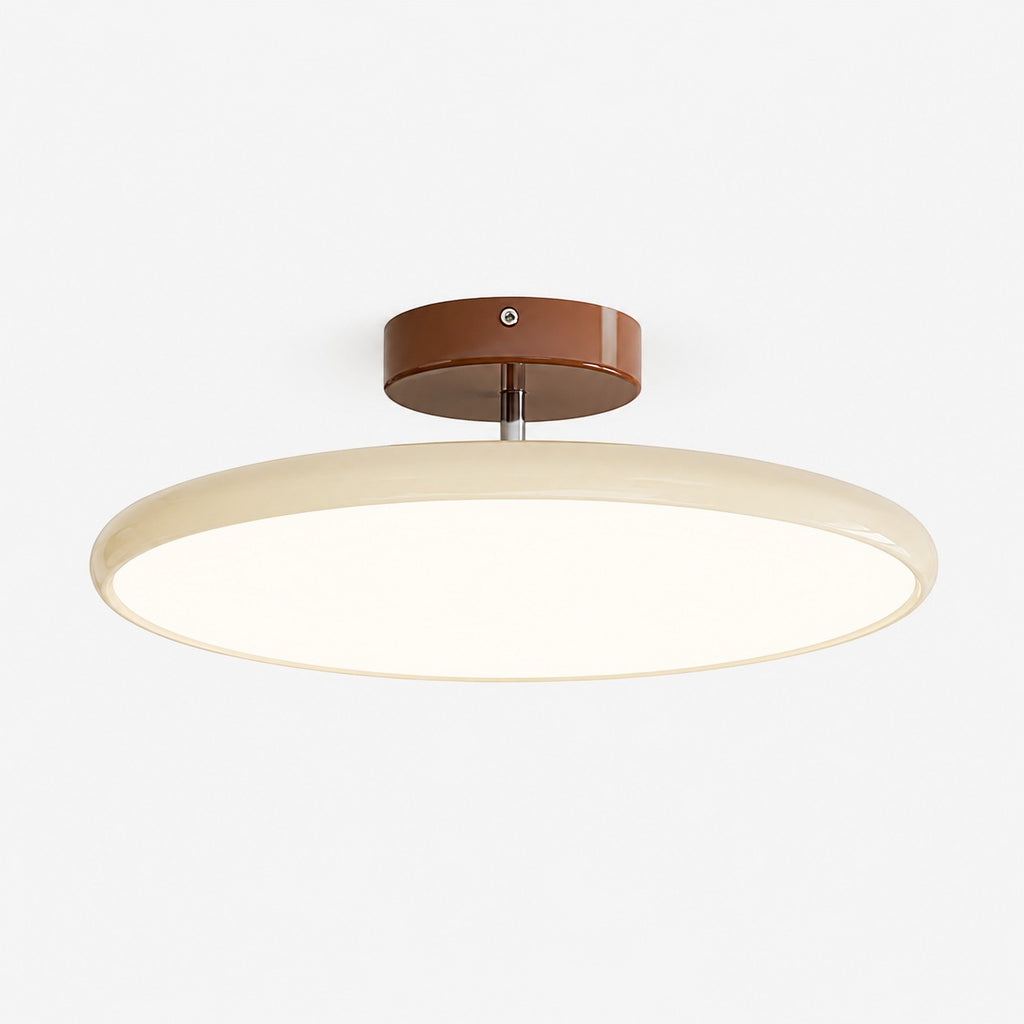 Plafonnier LED Lumiris orientable en métal et acrylique, design moderne, couleur crème et marron.