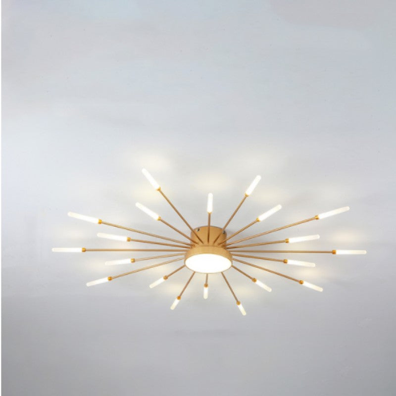 Plafonnier Lumiris doré en métal avec design floral, éclairage LED moderne et économe pour intérieur.