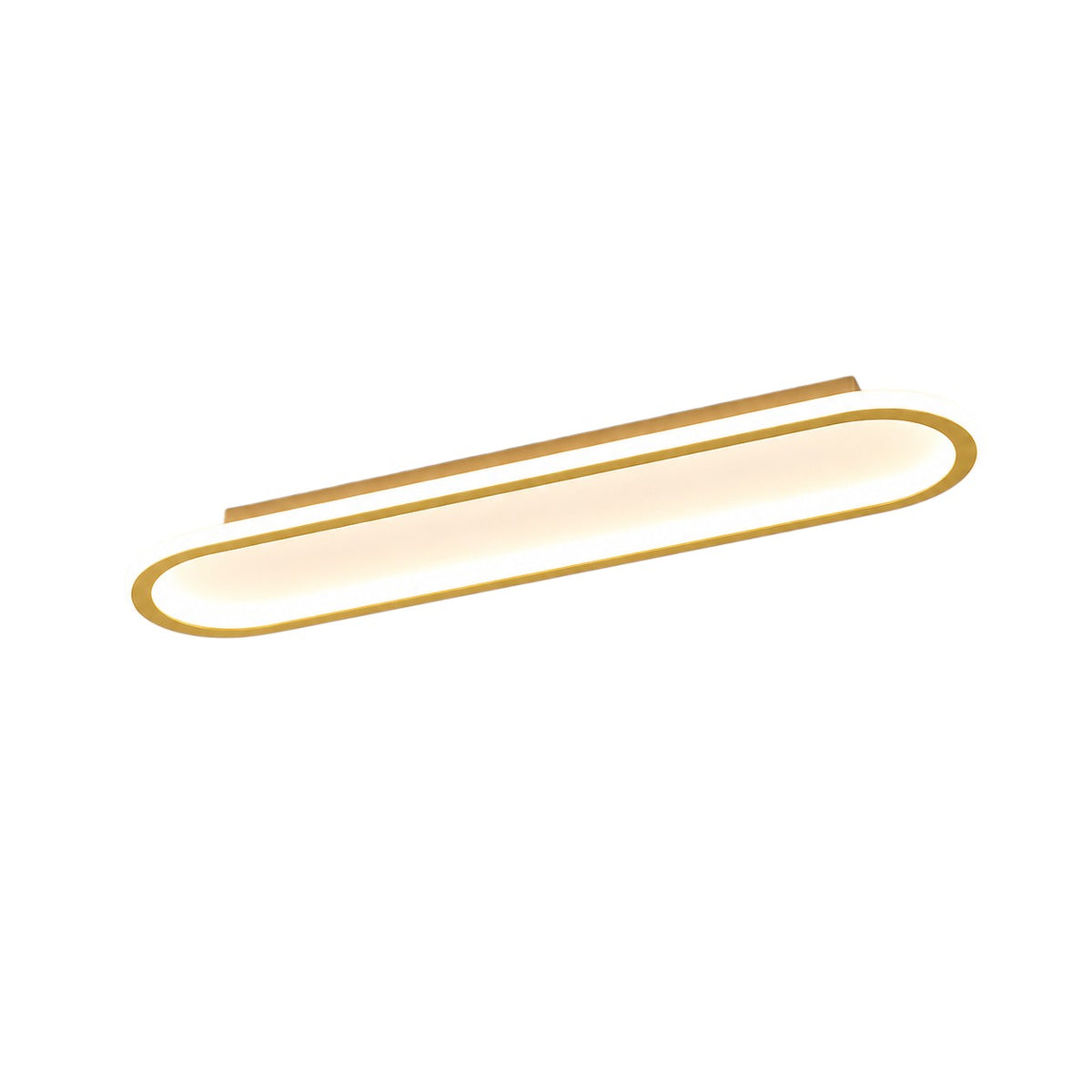 Plafonnier Lumiris LED doré et blanc, design ovale moderne en métal et acrylique pour salon.