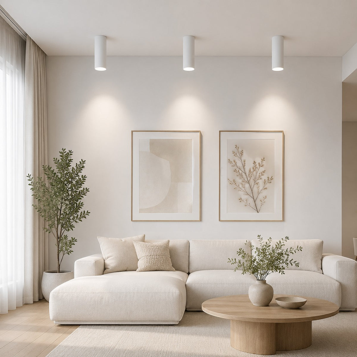Lumiris spot LED tube blanc en aluminium, éclairage de plafond moderne pour salon, faisceau 24°, 3000lm.