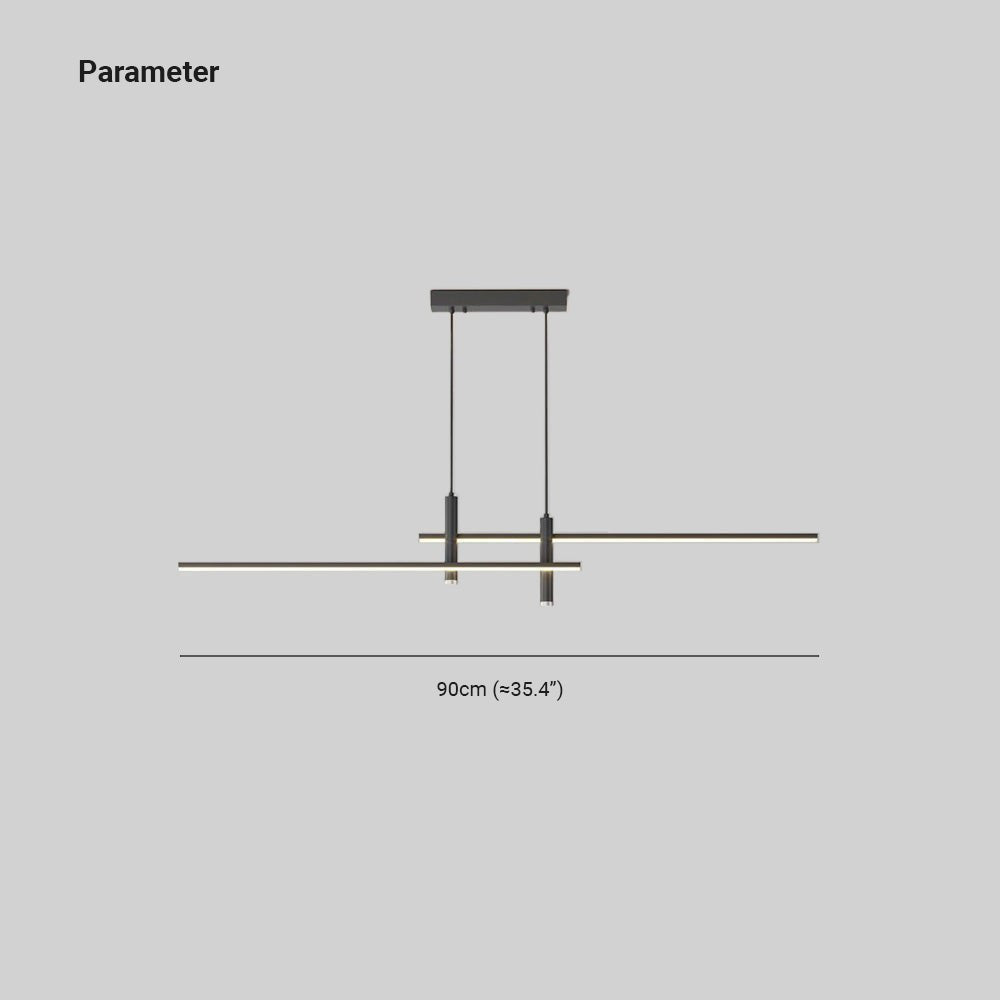 Lumiris suspension métallique design linéaire noir avec éclairage LED ciblé pour cuisine et salon.