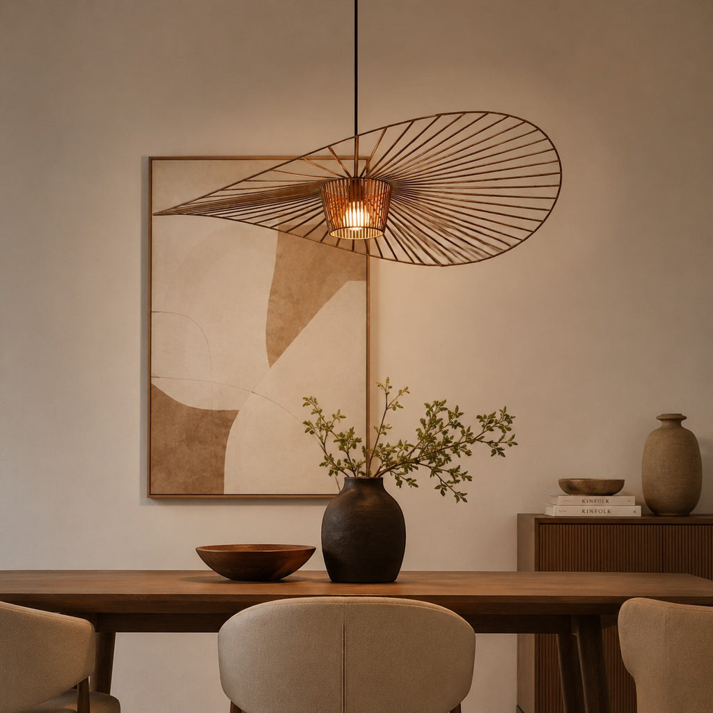 Lumiris Suspension ondulée en tissu, design contemporain, idéale pour salon ou chambre à coucher.