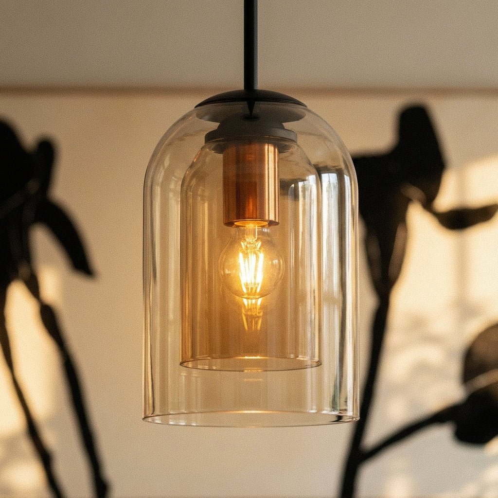 Suspension Dôme Verre et Fer Forgé — Design Moderne