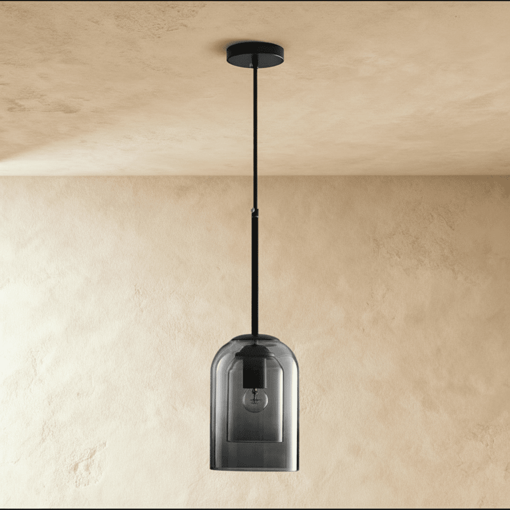 Suspension Dôme Verre et Fer Forgé — Design Moderne