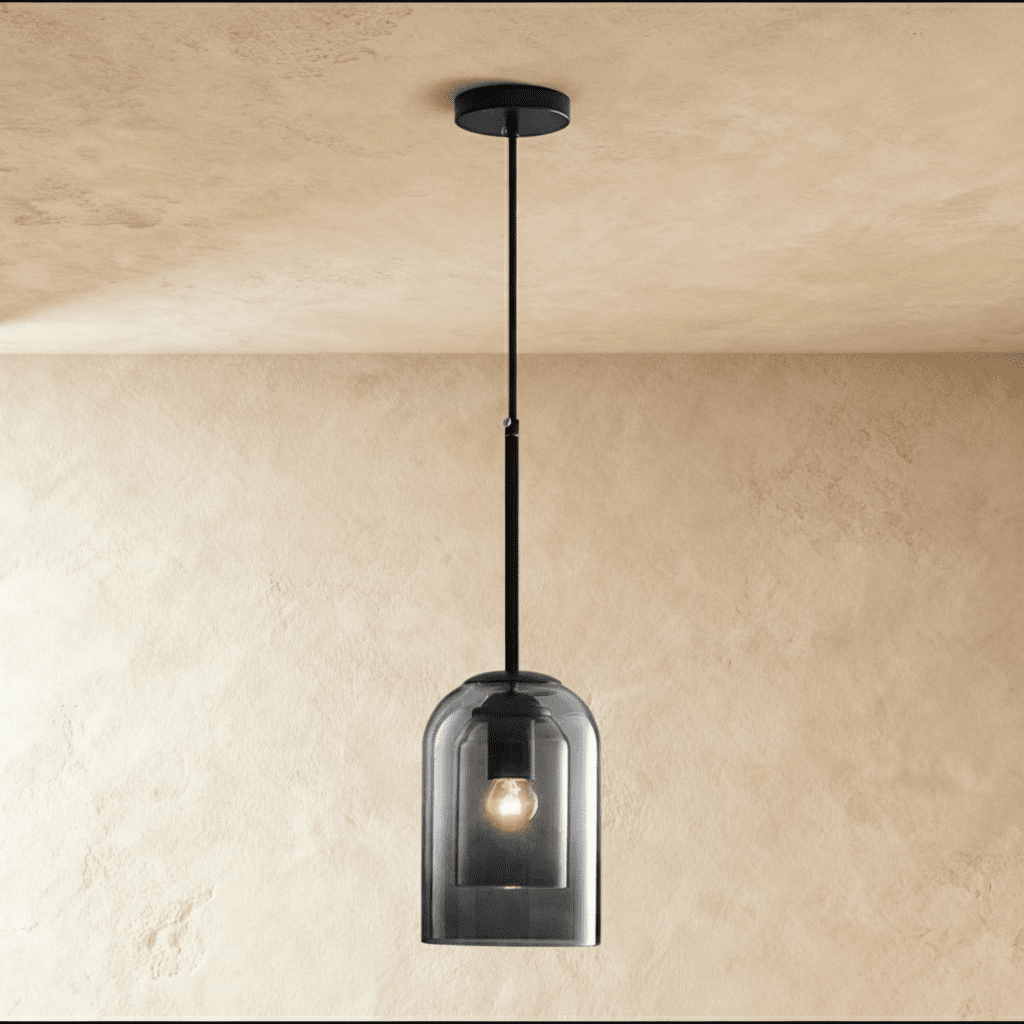 Suspension Dôme Verre et Fer Forgé — Design Moderne