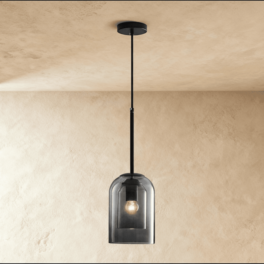 Suspension Dôme Verre et Fer Forgé — Design Moderne