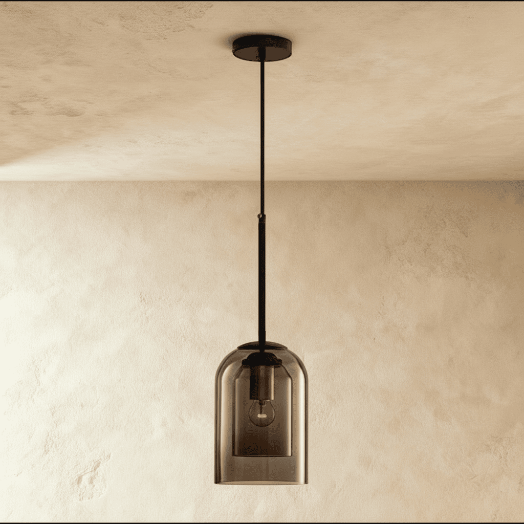 Suspension Dôme Verre et Fer Forgé — Design Moderne