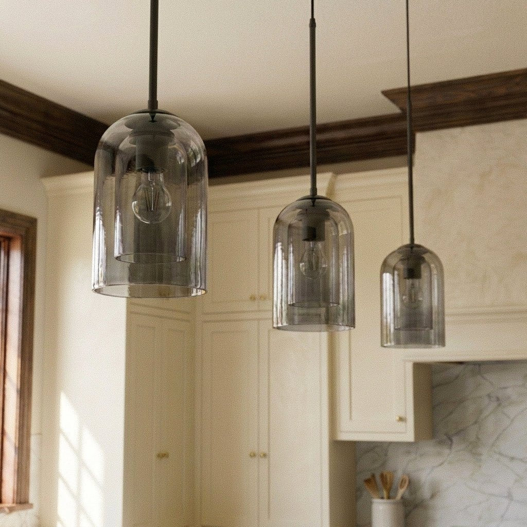 Suspension Dôme Verre et Fer Forgé — Design Moderne