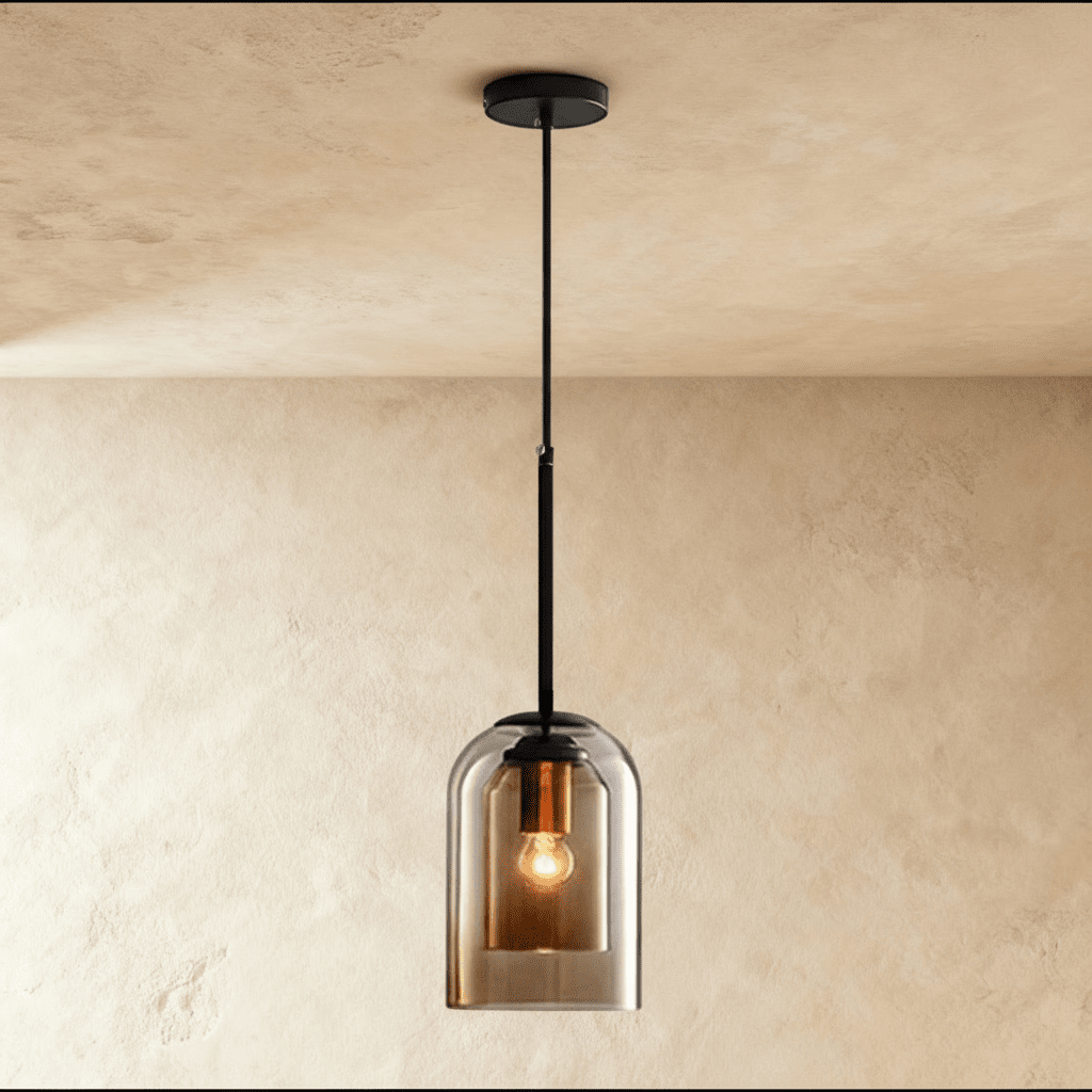 Suspension Dôme Verre et Fer Forgé — Design Moderne