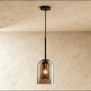 Suspension Dôme Verre et Fer Forgé — Design Moderne