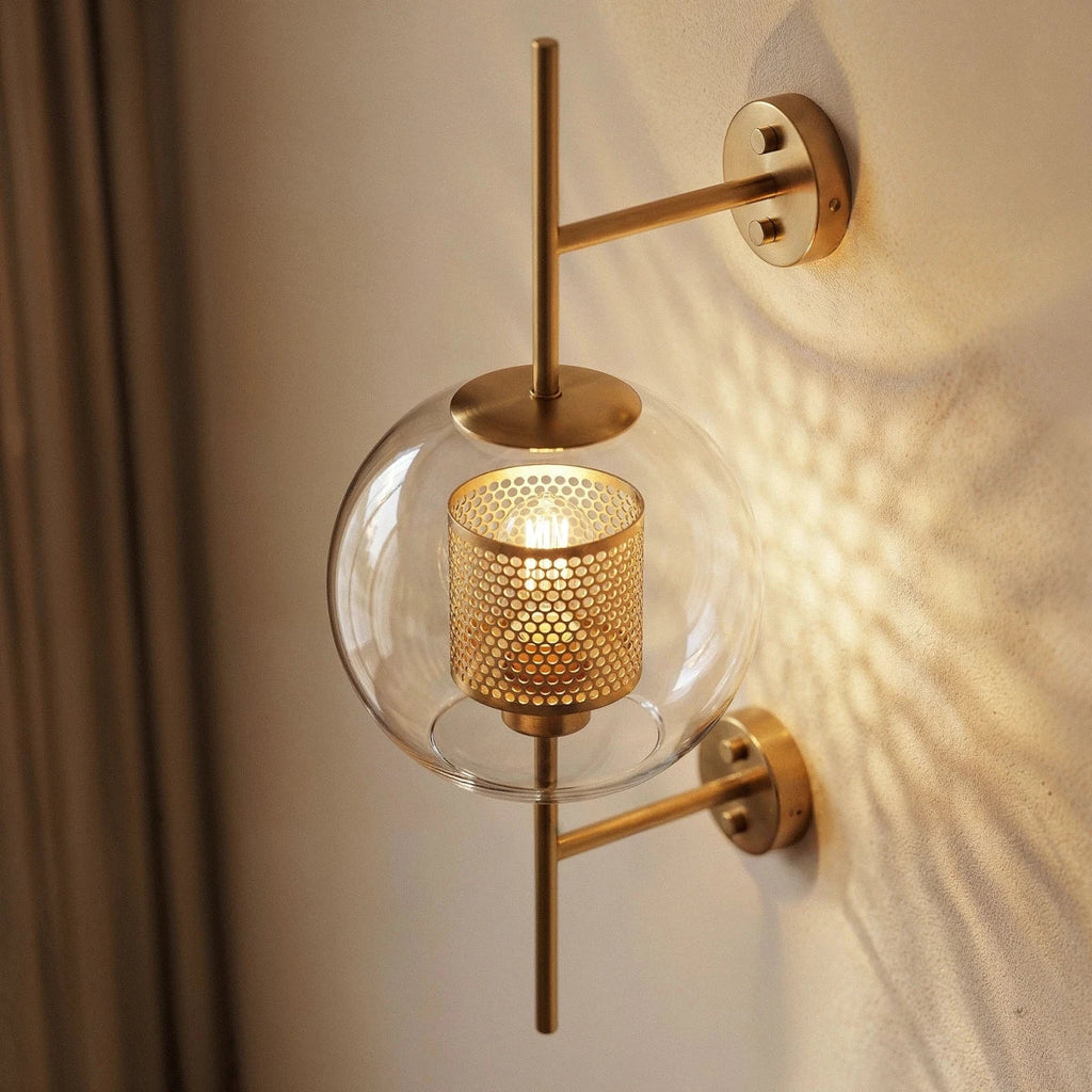 Applique Murale Tube Verre LED — Rosace Fer Forgé