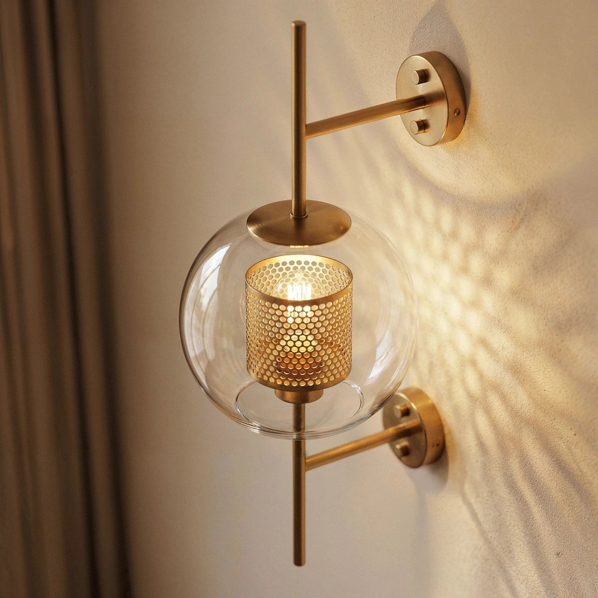 Applique Murale Tube Verre LED — Rosace Fer Forgé